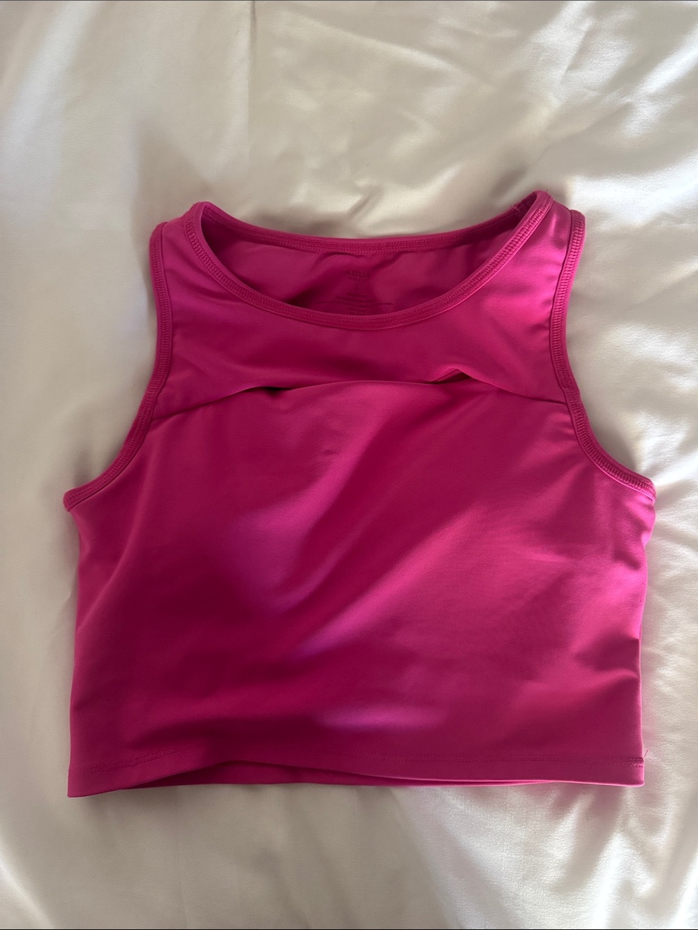 Fuchsia Athletic Crop Tank Top Built in Bra